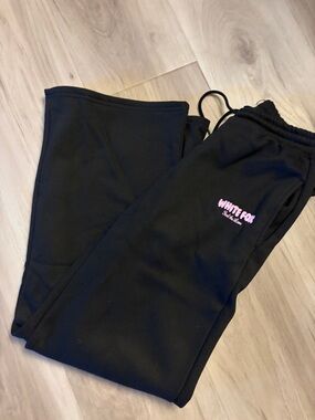 Women’s  white fox  Sweatpants with Pink Logo